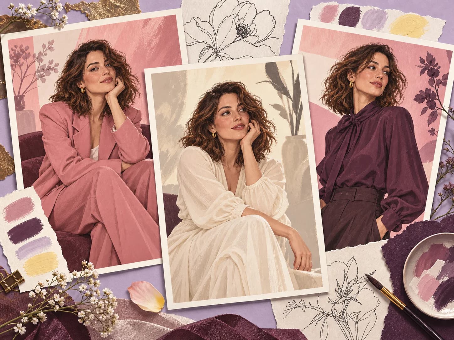 Concept illustration of fashion portraits arranged into a photo collection, not actual client work.